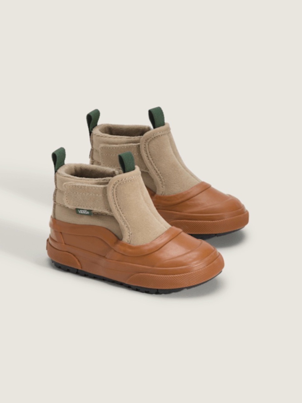 Vans Kids Tan & Brown Waterproof Winter Toddler Slip-On Hi Terrain V bootie shoe